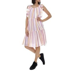 Vero Moda pullover cotton linen blend cap sleeve tiered ruffle dress size large